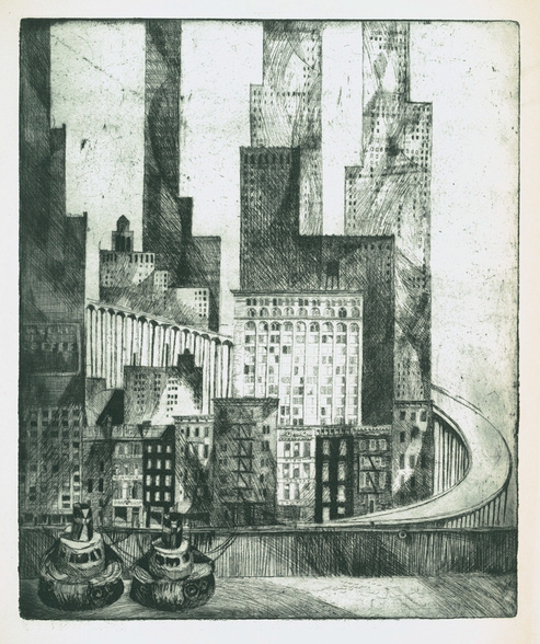 New York City etching by Norbert Troller