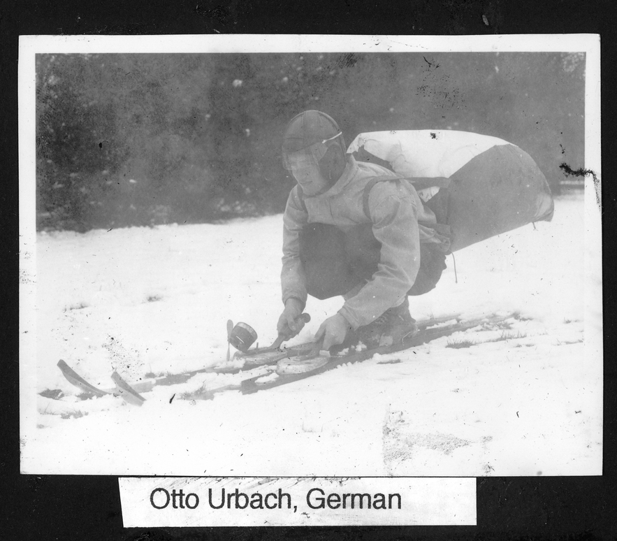 Otto Urbach breaking a downhill ski record