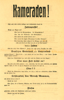 Antisemitic war flyer, front